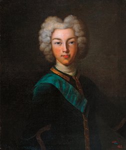 Porträt des Zaren Peter II. von Russland (1715-1730) - Johann Paul Lüdde, Öl auf Leinwand, Ende 1720 - Staatliches Freilichtmuseum Pawlowsk-Palast, Sankt Petersburg von Johann Paul (d.1739) Luedden