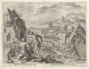 Kain baut die Stadt Henoch von Johann Sadeler (I)