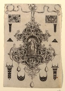Tafel 4, aus einer Serie von acht Anhängerdesigns mit den Kardinaltugenden von Johann Theodor de Bry