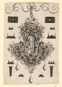 Tafel 5, aus einer Serie von acht Anhängerdesigns mit den Kardinaltugenden von Johann Theodor de Bry