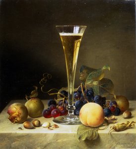Stillleben mit einem Glas Champagner, 1855 von Johann Wilhelm Preyer