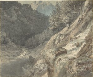 Gebirgige Landschaft mit einem Fluss von Johann Wilhelm Schirmer