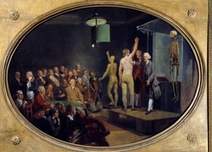 Vorlesung von William Hunter (1718-1783), schottischer Anatom, an der Royal Academy.