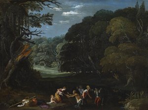 Latona verwandelt die lykischen Bauern in Frösche (nach Elsheimer?)