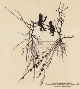 Silhouette von zwei Figuren, die auf einem Ast sitzen von Johanna Beckmann
