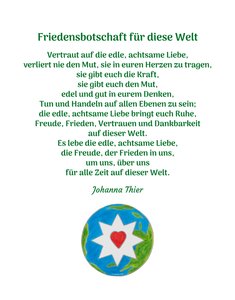 Friedensbotschaft für diese Welt von Johanna Thier