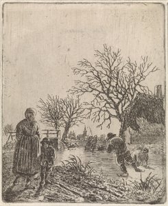 Landschaft mit Schlittschuhläufern
