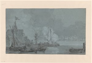 Letzter Schuss von Dordrecht auf die Franzosen in Papendrecht, 1813 von Johannes Christiaan Schotel