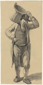Stehender Mann mit einem Korb auf der Schulter von Johannes Christiaan Schotel
