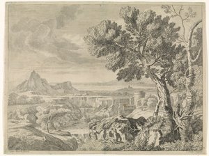 Landschaft mit Schlucht und Wasserfall