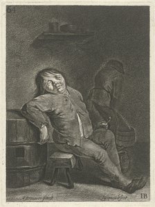 Gasthausinterieur mit zwei Bauern