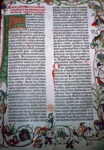Eine Seite aus der Gutenberg-Bibel, 15. Jahrhundert