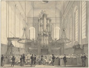 Prof. van der Palm predigt in der Lutherischen Kirche in Den Haag vor der königlichen Familie, 1828 von Johannes Hari (I)