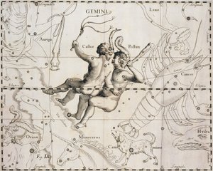 Das Sternbild Zwillinge, Illustration aus Firmamentum Sobiescianum sive Uranographia, von Johann Hevelius (1611-1687), Danzig 1690 von Johannes Hevelius