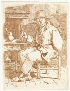 Lachender Mann mit Glas in der Hand von Johannes Huibert Prins