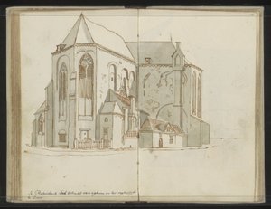 Rechte und Rückseite der Pieterskerk in Utrecht von Johannes Huibert Prins