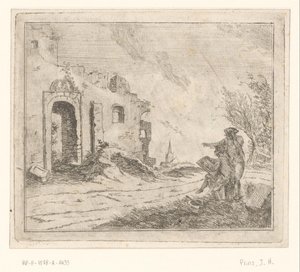 Zeichner bei einer Ruine