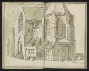 Seitenansicht der Nieuwe Kerk in Delft von Johannes Huibert Prins