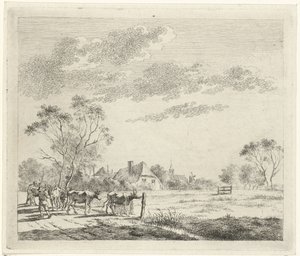 Landschaft mit Bauernhof und Kühen von Johannes Janson