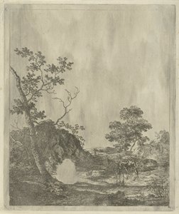 Landschaft mit Vieh im Fluss von Johannes Janson