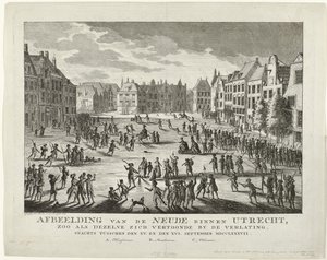 Patrioten verlassen die Neude in Utrecht, 1787 von Johannes Jelgerhuis