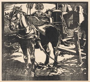 Ausgespanntes Karrenpferd von Johannes Josephus Aarts (signed by artist)