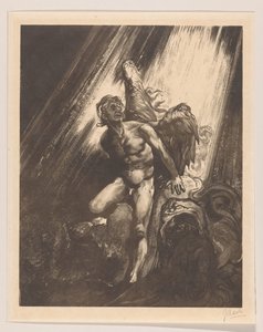 Gefallener Engel, der sich gegen einen Felsen lehnt von Johannes Josephus Aarts (signed by artist)