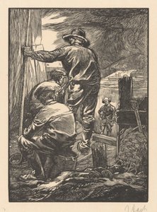 Vier Arbeiter am Wasser von Johannes Josephus Aarts (signed by artist)