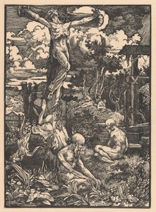 Gekreuzigter Mann in Hügellandschaft von Johannes Josephus Aarts