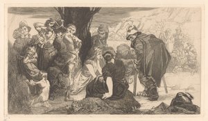 Männer, Frauen und Kinder bei einem Baum von Johannes Josephus Aarts