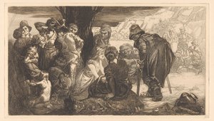 Männer, Frauen und Kinder bei einem Baum von Johannes Josephus Aarts