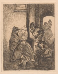 Vier Frauen, die sich um einen Ofen drängen von Johannes Josephus Aarts