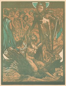 Frauenfiguren mit Mann auf dem Rücken eines Vogels von Johannes Josephus Aarts