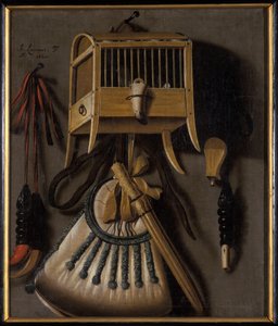 Stillleben mit Vogelfanggeräten, 1660