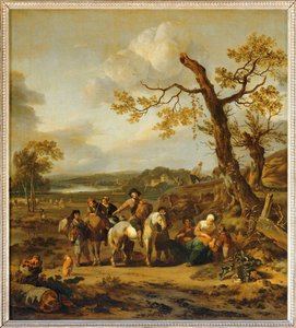 Bauern ruhen sich auf dem Weg zum Markt aus von Johannes Lingelbach