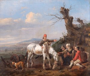 Landschaft mit reisenden Rastenden von Johannes Lingelbach
