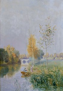 Menschen in einer Flusslandschaft