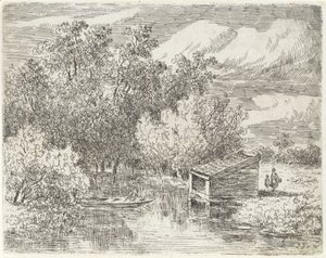 Bootshaus an einem Fluss