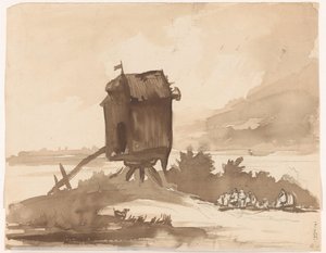 Mühle ohne Flügel am Wasser