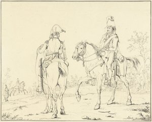 Zwei französische Kavalleristen zu Pferd