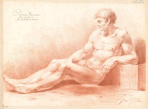 Sitzender männlicher Akt, von der Seite gesehen (1. Preis 1789)