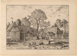 Bauernhöfe mit Ziehbrunnen von Johannes and Lucas van Doetechum after Master of the Small Landscapes