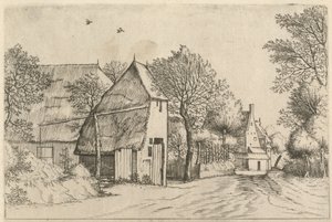 Dorfstraße mit Ziehbrunnen von Johannes and Lucas van Doetechum after the Master of the Small Landscapes
