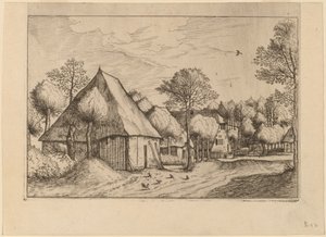 Ein Bauernhof mit Ziehbrunnen von Johannes van Doetechum, the Elder and Lucas