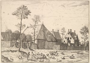 Schuppen mit Hütte, aus Die kleinen Landschaften von Johannes van Doetecum I