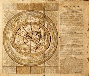 Himmelsplanisphäre erstellt vom holländischen Kartographen Johannes van Keulen (1654-1715). Die Sternbilder sind dargestellt und ein beweglicher Kreis ermöglicht die Verfolgung der Position der Sterne je nach Monat des Jahres. Barcelona. Barcelona Maritime