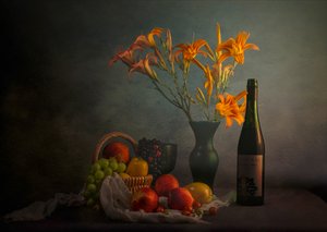 Stimmungsvolles Stillleben mit Wein