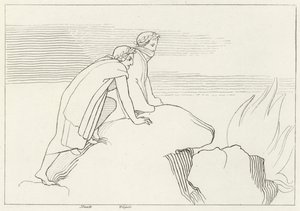 Der flammende Golf, Inferno, Gesang 26 (Gravur) von John (after) Flaxman
