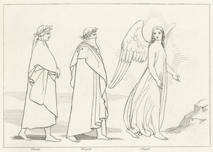 Der führende Engel, Fegefeuer, Gesang 15 (Gravur) von John (after) Flaxman