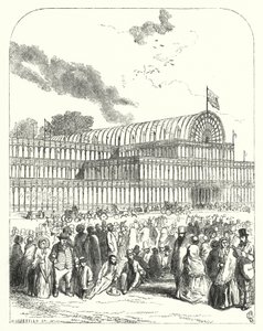 Der Kristallpalast im Hyde Park, London, Veranstaltungsort der Großen Ausstellung von 1851, entworfen von Joseph Paxton und Charles Fox (Gravur)